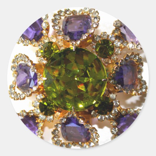 Paarse Amethyst Diamonds Ronde Sticker (Voorkant)