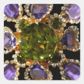 Paarse Amethyst Diamonds Vierkante Sticker (Voorkant)