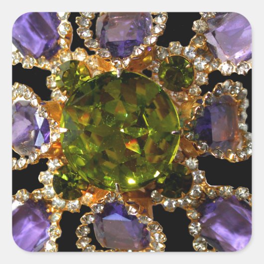 Paarse Amethyst Diamonds Vierkante Sticker (Voorkant)
