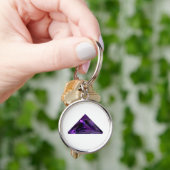 Paarse Amethyst-driehoek Gemstone Sleutelhanger (Hand)