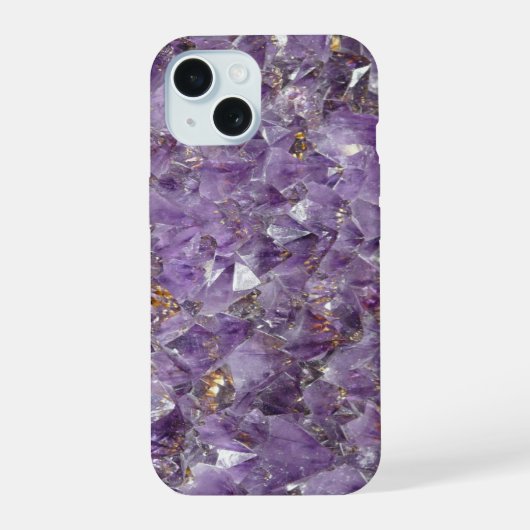 Paarse Amethyst Edelsteen Maatwerk iPhone 15 Case (Achterkant)