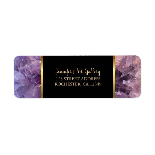 Paarse amethyst edelstenen professionele goudmaker etiket (Voorkant)