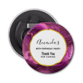 Paarse Amethyst en Gold Abstract Agate Birthday Button Flesopener (Voorkant)