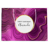 Paarse Amethyst en Gold Abstract Agate Birthday Groot Cadeauzakje (Voorkant)