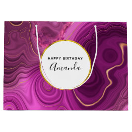 Paarse Amethyst en Gold Abstract Agate Birthday Groot Cadeauzakje
