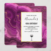 Paarse Amethyst en Gold Abstract Agate Birthday Kaart (Voorkant / Achterkant)