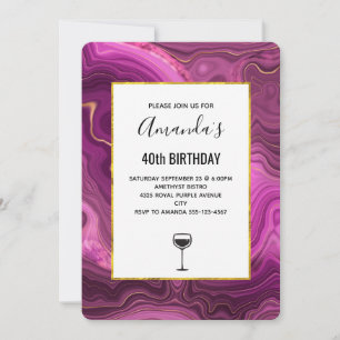 Paarse Amethyst en Gold Abstract Agate Birthday Kaart