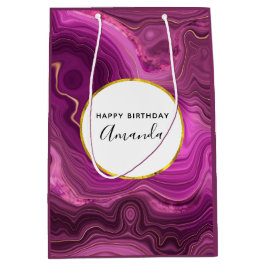 Paarse Amethyst en Gold Abstract Agate Birthday Medium Cadeauzakje