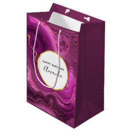 Paarse Amethyst en Gold Abstract Agate Birthday Medium Cadeauzakje
