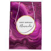 Paarse Amethyst en Gold Abstract Agate Birthday Medium Cadeauzakje (Achterkant)