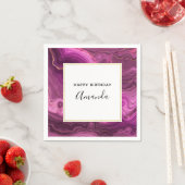 Paarse Amethyst en Gold Abstract Agate Birthday Servet (Insitu)