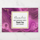 Paarse Amethyst en Gold Abstract Agate Birthday Sparkling Wijnetiket (Enkel label)