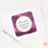 Paarse Amethyst en Gold Abstract Agate Birthday Vierkante Sticker (Envelop)