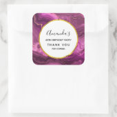 Paarse Amethyst en Gold Abstract Agate Birthday Vierkante Sticker (Tas)