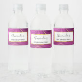 Paarse Amethyst en Gold Abstract Agate Birthday Waterfles Etiket (Flessen)