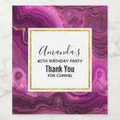 Paarse Amethyst en Gold Abstract Agate Birthday Wijn Etiket (Enkel label)