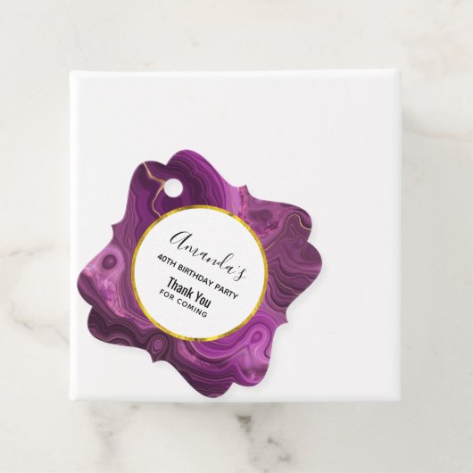 Paarse Amethyst en Gold Abstract Agate Hartelijk d Bedankjes Labels (In situ)