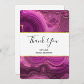 Paarse Amethyst en Gold Abstract Agate Hartelijk d Bedankkaart (Voorkant / Achterkant)