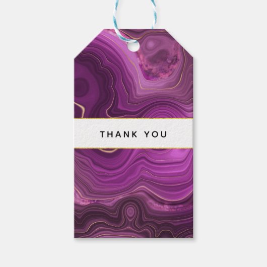 Paarse Amethyst en Gold Abstract Agate Hartelijk d Cadeaulabel (Voorkant)