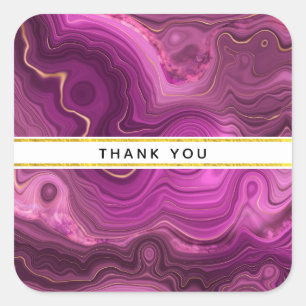 Paarse Amethyst en Gold Abstract Agate Hartelijk d Vierkante Sticker