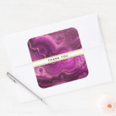 Paarse Amethyst en Gold Abstract Agate Hartelijk d Vierkante Sticker (Envelop)