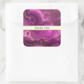 Paarse Amethyst en Gold Abstract Agate Hartelijk d Vierkante Sticker (Tas)