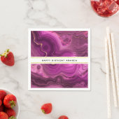 Paarse Amethyst en Gold Abstract Agate Napkins Servet (Insitu)
