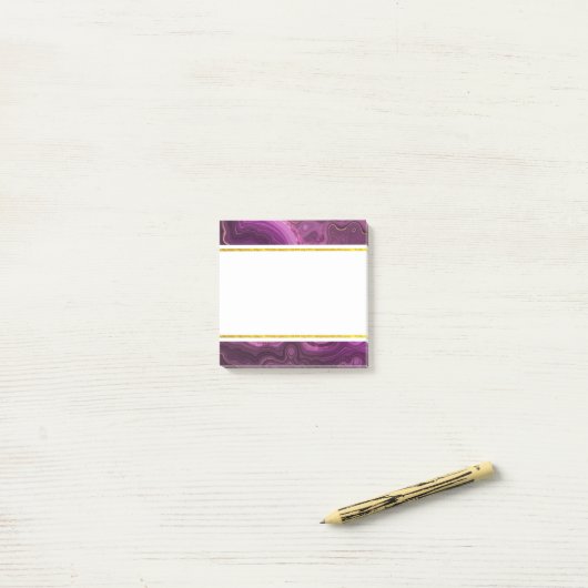 Paarse Amethyst en Gold Abstract Agate Post-it No. Post-it® Notes (Op bureau)