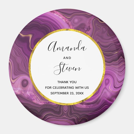 Paarse Amethyst en Gold Agate Weddenschap Hartelij Magneet (Voorkant)