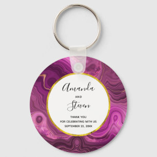 Paarse Amethyst en Gold Agate Weddenschap Hartelij Sleutelhanger