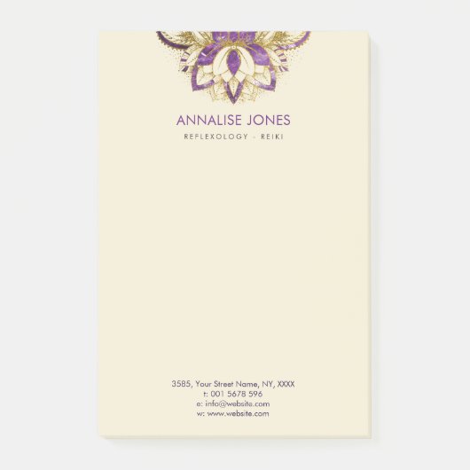 Paarse Amethyst en Gold lijst Lotus Post-it® Notes (Voorkant)