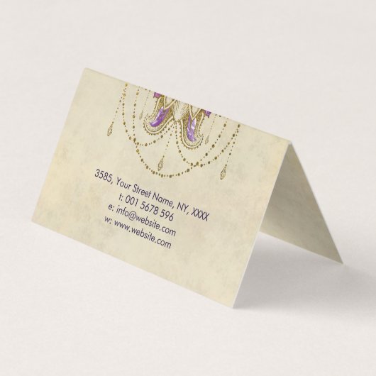 Paarse Amethyst en Gold lijst Lotus Visitekaartje (Achterkant)