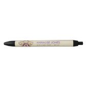Paarse Amethyst en Gold lijst Lotus Zwarte Inkt Pen (Voorkant)