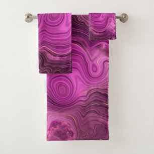 Paarse Amethyst en goudAbstract Agate Bad Handdoek