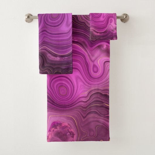Paarse Amethyst en goudAbstract Agate Bad Handdoek (Insitu)