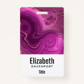 Paarse Amethyst en goudAbstract Agate Badge (Voorkant)