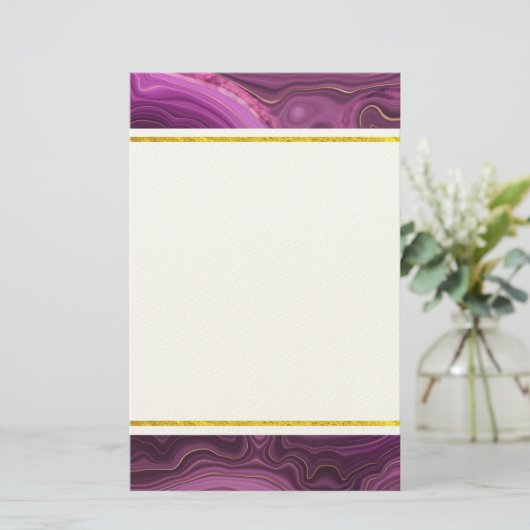 Paarse Amethyst en goudAbstract Agate Briefpapier (Staand voorkant)