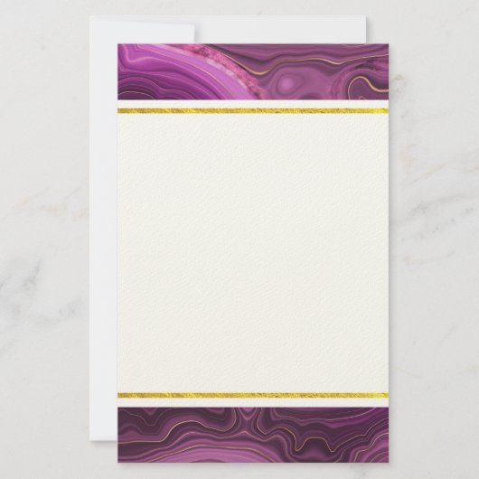 Paarse Amethyst en goudAbstract Agate Briefpapier (Voorkant)