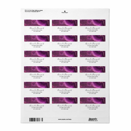 Paarse Amethyst en goudAbstract Agate Etiket (Full Sheet)