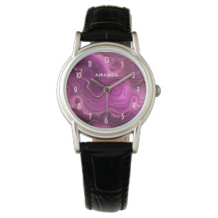 Paarse Amethyst en goudAbstract Agate Horloge