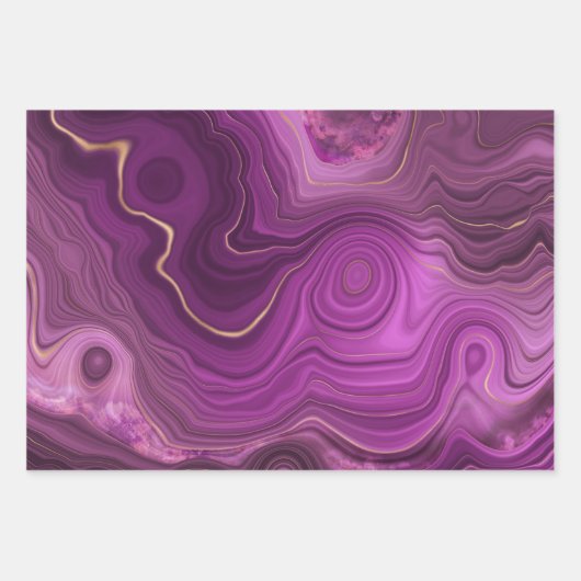 Paarse Amethyst en goudAbstract Agate Inpakpapier Vel (Voorkant)