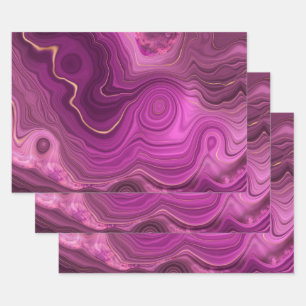 Paarse Amethyst en goudAbstract Agate Inpakpapier Vel