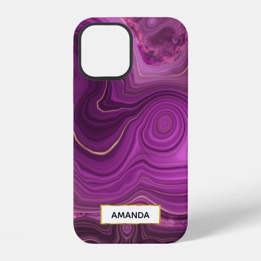 Paarse Amethyst en goudAbstract Agate iPhone Hoesje (Achterkant)