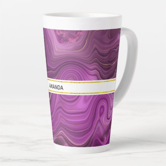 Paarse Amethyst en goudAbstract Agate Latte Mok (Rechterhoek)