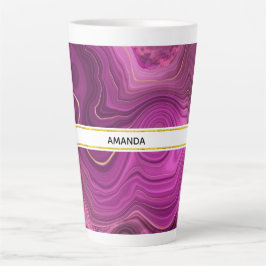 Paarse Amethyst en goudAbstract Agate Latte Mok
