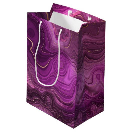Paarse Amethyst en goudAbstract Agate Medium Cadeauzakje (Achterkant Gekanteld)