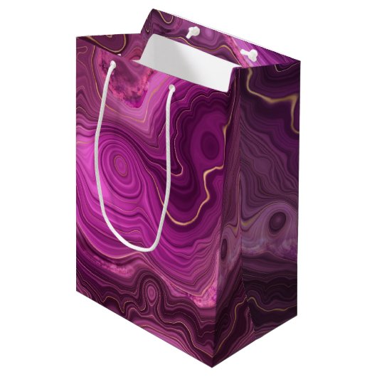 Paarse Amethyst en goudAbstract Agate Medium Cadeauzakje (Voorkant Gekanteld)