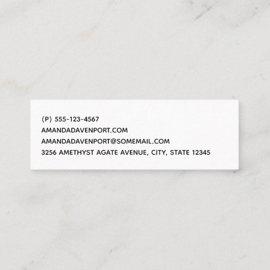 Paarse Amethyst en goudAbstract Agate Mini Visitekaartje (Achterkant)