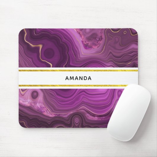 Paarse Amethyst en goudAbstract Agate Muismat (Met muis)