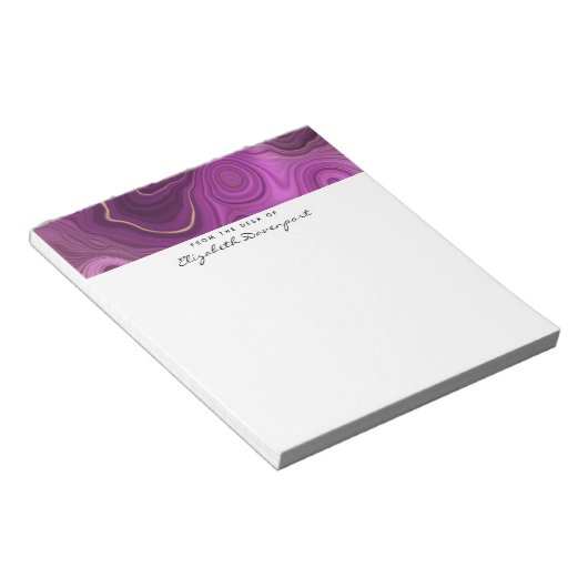 Paarse Amethyst en goudAbstract Agate Notitieblok (Schuin)